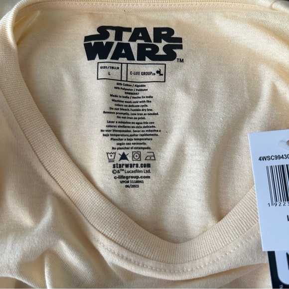 STAR WARS Cream Retro Shirt Large Cotton NEW NWT Rainbow R2D2 Luke Skywalker - Picture 4 of 7